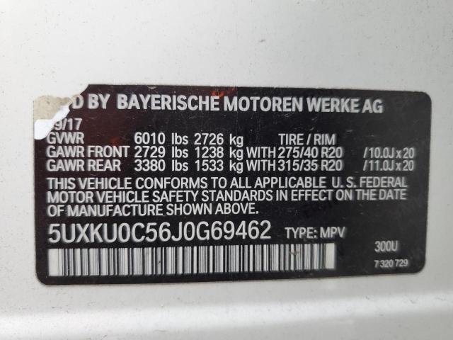 5UXKU0C56J0G69462 - 2018 BMW X6 SDRIVE35I WHITE photo 12