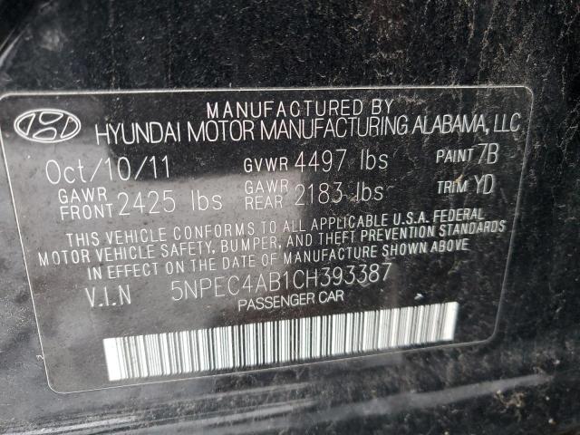 5NPEC4AB1CH393387 - 2012 HYUNDAI SONATA SE BLACK photo 13