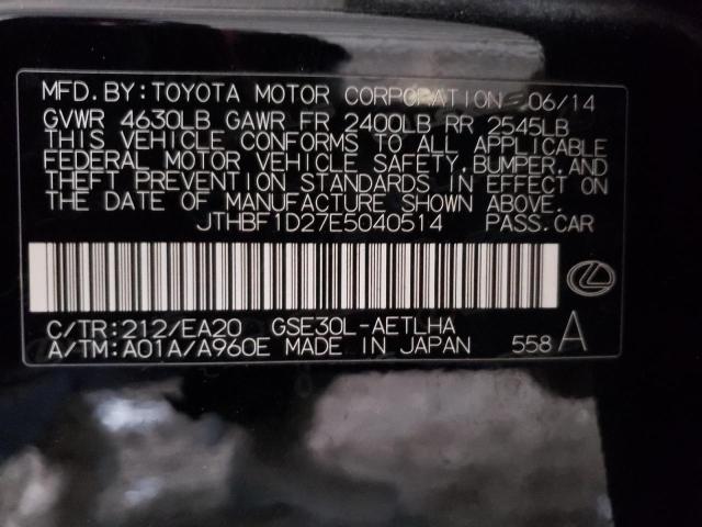 JTHBF1D27E5040514 - 2014 LEXUS IS 250 BLACK photo 13