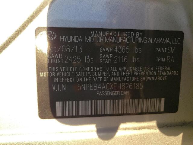 5NPEB4ACXEH826185 - 2014 HYUNDAI SONATA GLS SILVER photo 12