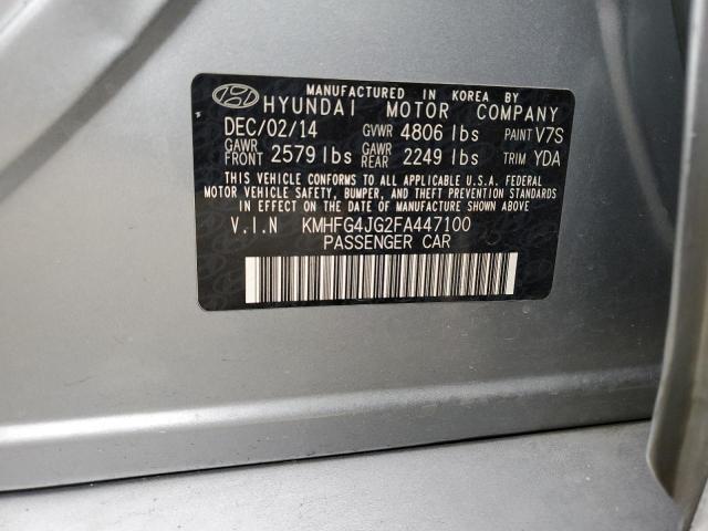 KMHFG4JG2FA447100 - 2015 HYUNDAI AZERA SILVER photo 12