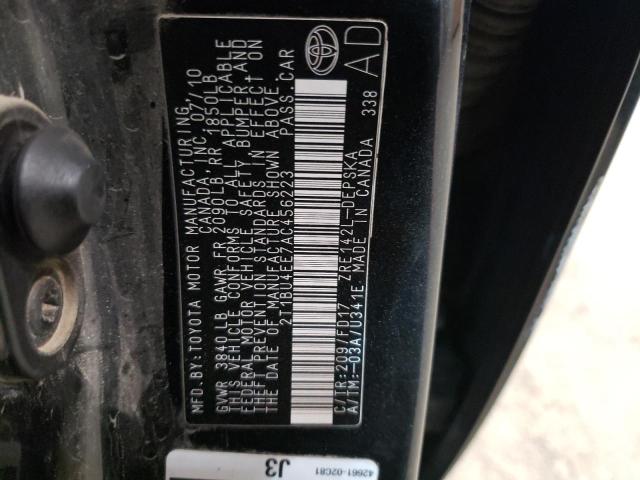 2T1BU4EE7AC456223 - 2010 TOYOTA COROLLA BASE BLACK photo 12