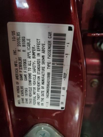 1HGCM66596A010988 - 2006 HONDA ACCORD EX MAROON photo 12