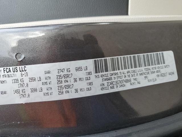 2C4RC1BG7KR748848 - 2019 CHRYSLER PACIFICA TOURING L CHARCOAL photo 14