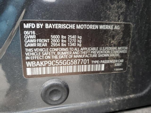 WBAKP9C55GG587701 - 2016 BMW 550 XI GRAY photo 12