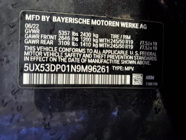 5UX53DP01N9M96261 - 2022 BMW X3 XDRIVE30I CHARCOAL photo 13