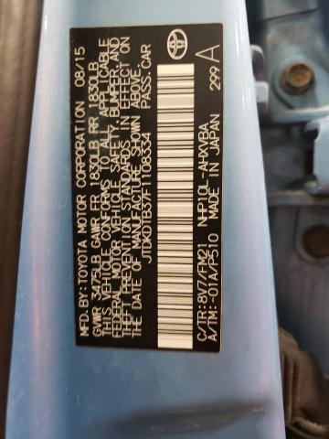 JTDKDTB37F1108334 - 2015 TOYOTA PRIUS C BLUE photo 12