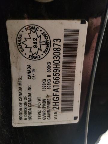 2HGFA16659H030873 - 2009 HONDA CIVIC LX-S أسود صورة 12