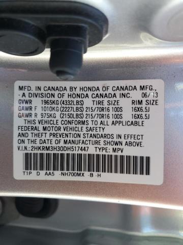 2HKRM3H30DH517447 - 2013 HONDA CR-V LX SILVER photo 12