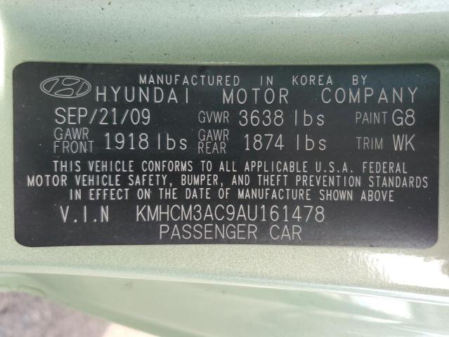 KMHCM3AC9AU161478 - 2010 HYUNDAI ACCENT BLUE GREEN photo 13