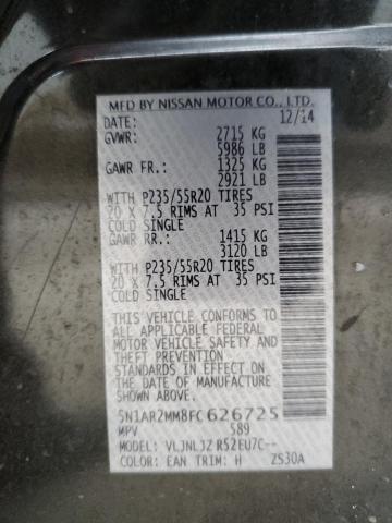 5N1AR2MM8FC626725 - 2015 NISSAN PATHFINDER S BROWN photo 14