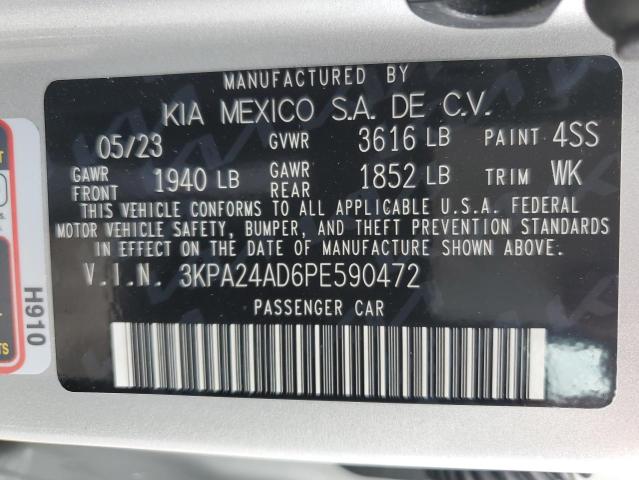 3KPA24AD6PE590472 - 2023 KIA RIO LX SILVER photo 13