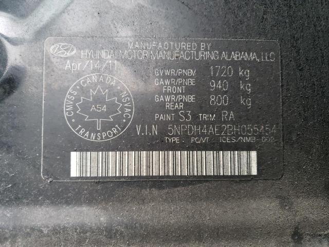 5NPDH4AE2BH055454 - 2011 HYUNDAI ELANTRA GLS BLACK photo 12