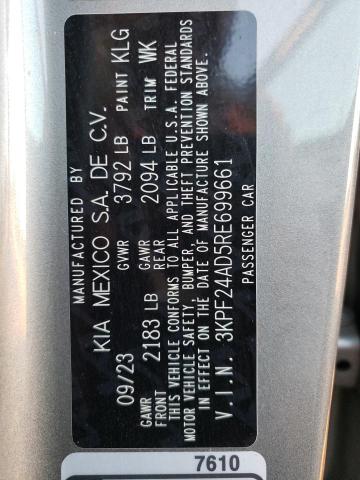 3KPF24AD5RE699661 - 2024 KIA FORTE LX GRAY photo 12