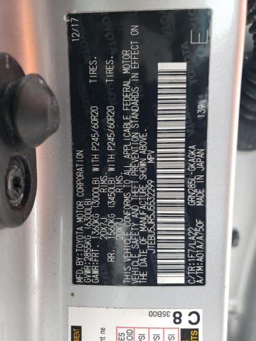 JTEBU5JR5J5532299 - 2018 TOYOTA 4RUNNER SR5/SR5 PREMIUM ვერცხლისფერი ფოტო 13