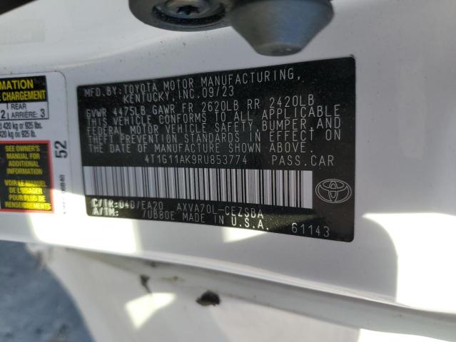 4T1G11AK9RU853774 - 2024 TOYOTA CAMRY SE NIGHT SHADE WHITE photo 12