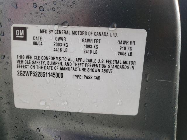 2G2WP522851145000 - 2005 PONTIAC GRAND PRIX 灰色 照片 12