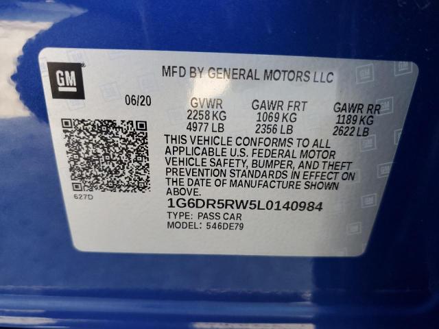 1G6DR5RW5L0140984 - 2020 CADILLAC CT5-V BLUE photo 12