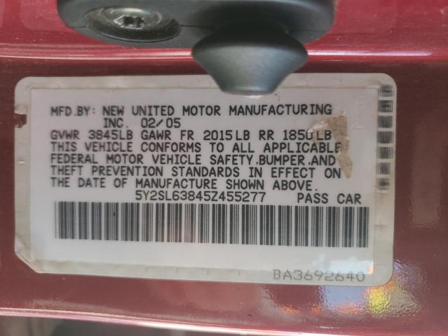 5Y2SL63845Z455277 - 2005 PONTIAC VIBE RED photo 12