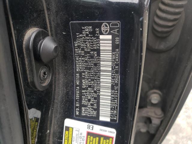 2T1BU4EE2BC605932 - 2011 TOYOTA COROLLA BASE BLACK photo 12