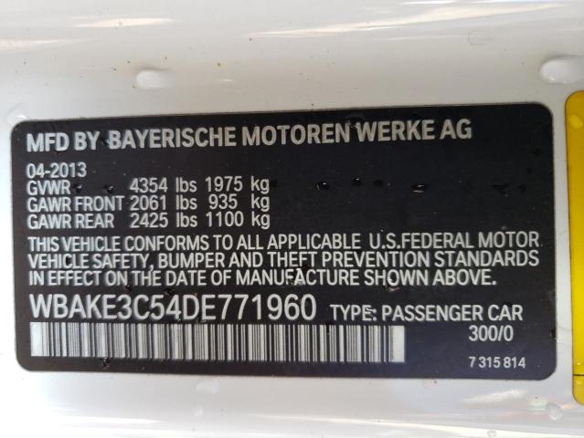 WBAKE3C54DE771960 - 2013 BMW 328 I WHITE photo 12