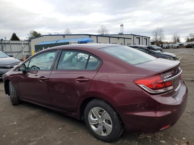 2HGFB2F51DH535991 - 2013 HONDA CIVIC LX BURGUNDY photo 2