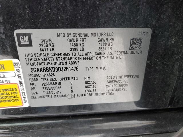 5GAKRBKD9DJ261476 - 2013 BUICK ENCLAVE BLACK photo 12