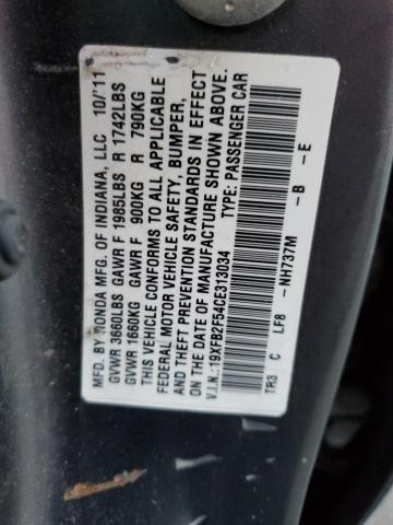 19XFB2F54CE313034 - 2012 HONDA CIVIC LX GRAY photo 12