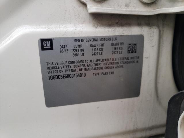 1G6DC5E58C0154019 - 2012 CADILLAC CTS WHITE photo 12