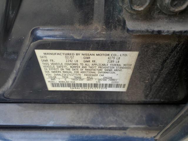 1N4AL21E17C177379 - 2007 NISSAN ALTIMA 2.5 BLUE photo 12