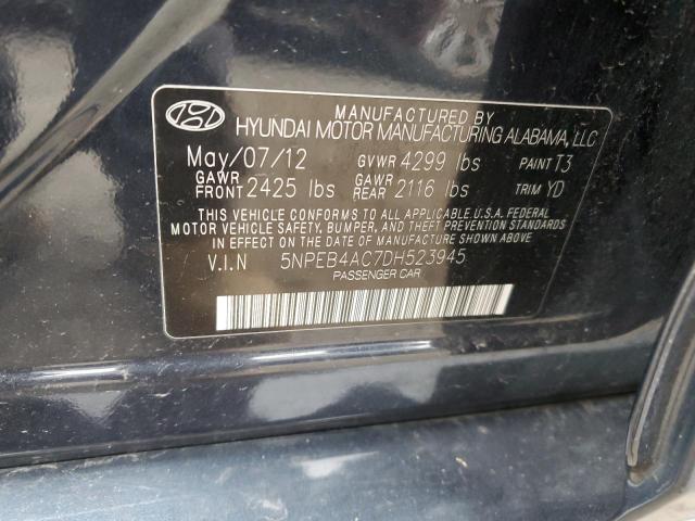 5NPEB4AC7DH523945 - 2013 HYUNDAI SONATA GLS BLUE photo 13