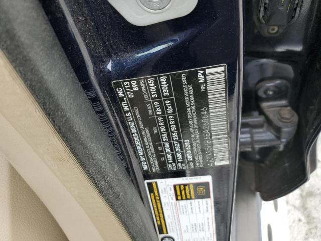 4JGDA5HB6EA268646 - 2014 MERCEDES-BENZ ML 350 4MATIC BLUE photo 12