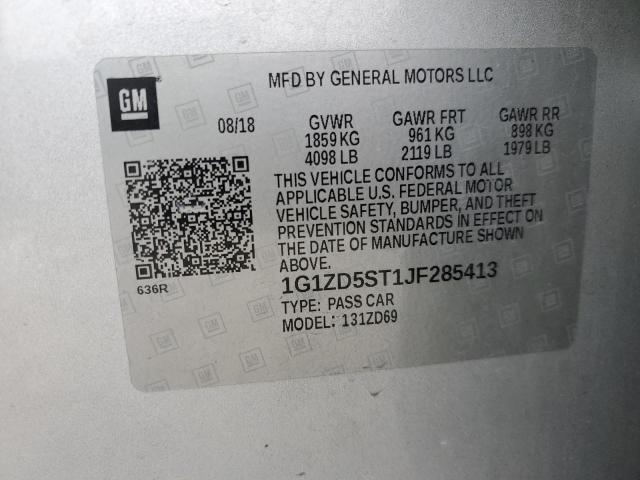 1G1ZD5ST1JF285413 - 2018 CHEVROLET MALIBU LT SILVER photo 12