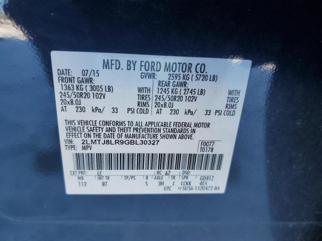 2LMTJ8LR9GBL30327 - 2016 LINCOLN MKX RESERVE Mavi foto 12