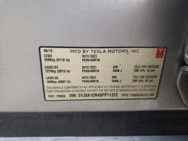 5YJSA1CN4DFP11372 - 2013 TESLA MODEL S Արծաթագույն լուսանկար 12