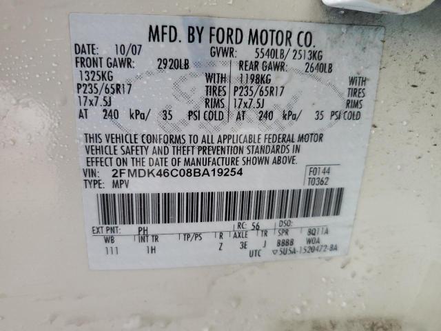 2FMDK46C08BA19254 - 2008 FORD EDGE SE CREAM photo 13