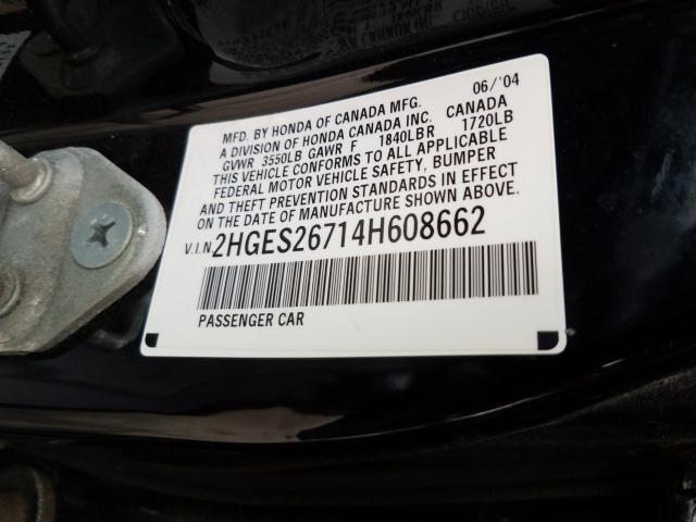 2HGES26714H608662 - 2004 HONDA CIVIC EX  photo 10