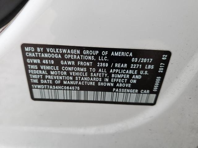 1VWDT7A34HC064575 - 2017 VOLKSWAGEN PASSAT R-LINE Ağ foto 12