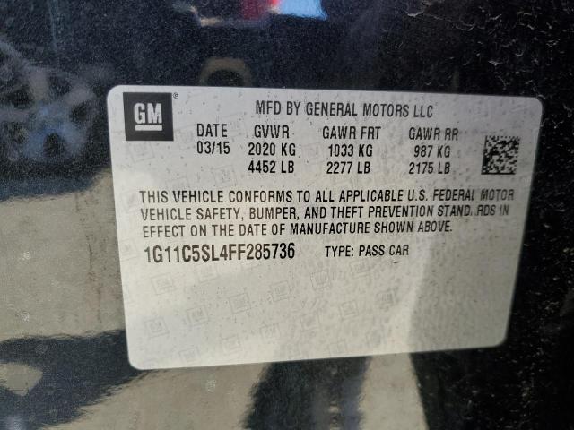 1G11C5SL4FF285736 - 2015 CHEVROLET MALIBU 1LT BLACK photo 12