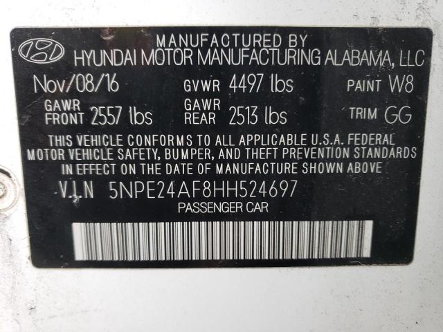 5NPE24AF8HH524697 - 2017 HYUNDAI SONATA SE 白色 照片 12