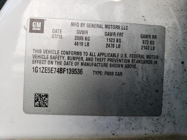 1G1ZE5E74BF139536 - 2011 CHEVROLET MALIBU LTZ თეთრი ფოტო 12