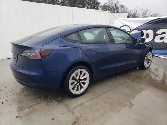 5YJ3E1EAXNF370841 - 2022 TESLA MODEL 3 BLUE photo 3