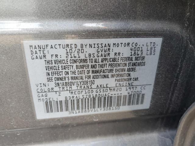 3N1AB8DV1LY308150 - 2020 NISSAN SENTRA SR GRAY photo 12