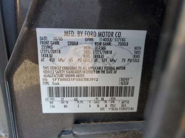 1FTWW31PX6EB83912 - 2006 FORD F350 SRW SUPER DUTY GRAY photo 12