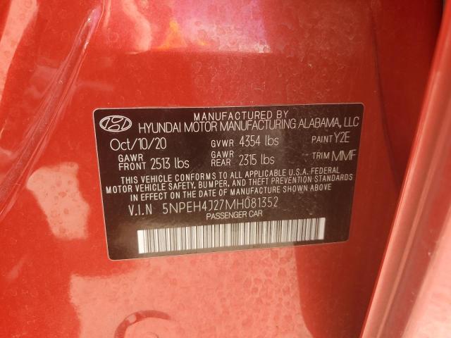 5NPEH4J27MH081352 - 2021 HYUNDAI SONATA LIMITED RED photo 12