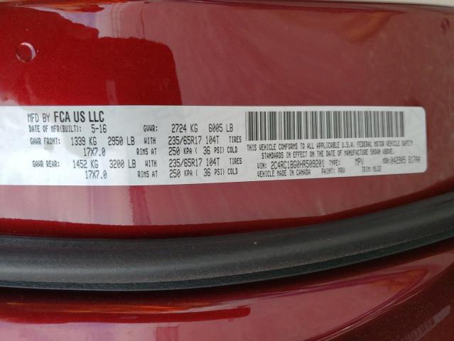 2C4RC1BG0HR509201 - 2017 CHRYSLER PACIFICA TOURING L მუქწითელი ფოტო 13