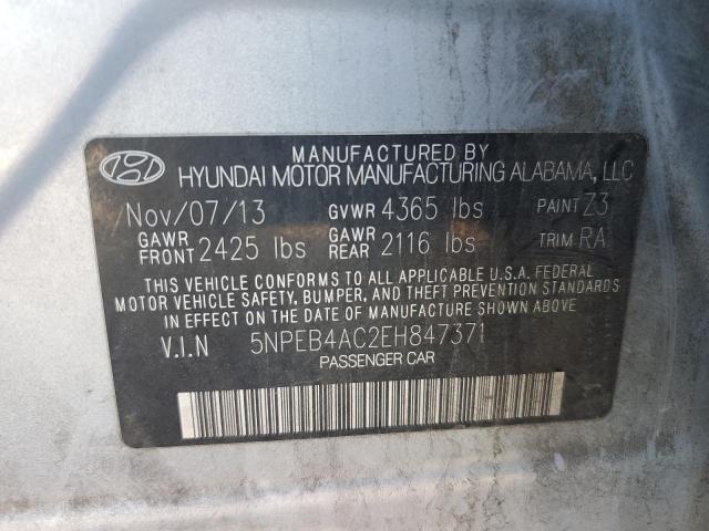 5NPEB4AC2EH847371 - 2014 HYUNDAI SONATA GLS WHITE photo 12