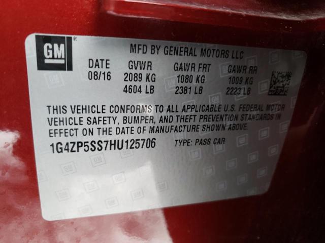 1G4ZP5SS7HU125706 - 2017 BUICK LACROSSE ESSENCE მუქწითელი ფოტო 12