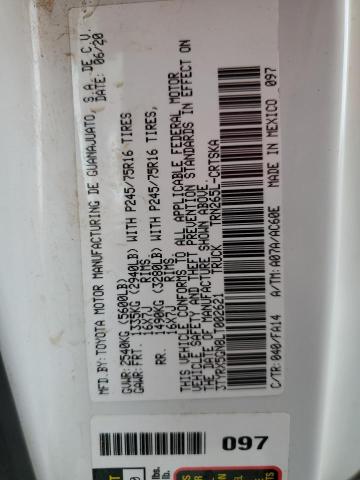 3TYRX5GN8LT002621 - 2020 TOYOTA TACOMA ACCESS CAB თეთრი ფოტო 12