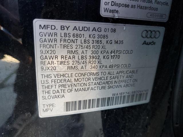 WA1BY74L68D044145 - 2008 AUDI Q7 3.6 QUATTRO PREMIUM BLACK photo 12